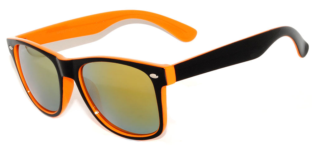 OWL Two Tone Sunglasses Sunnytop Mirror Polycarbonate UV400 – Shop Lens (Black/Orange)