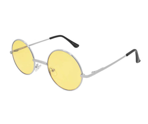 Round Sunglasses - Silver Frame / Yellow Lens