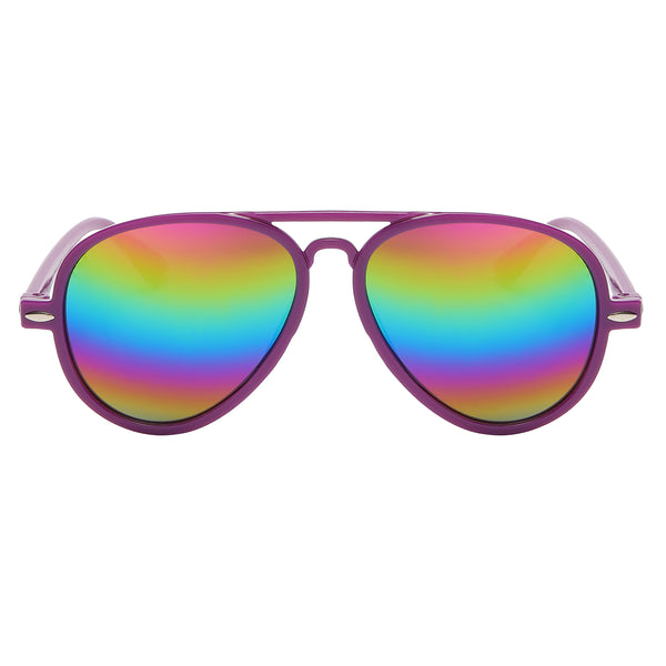 Kids Aviator Sunglasses - Purple Frame / Mirror Lens