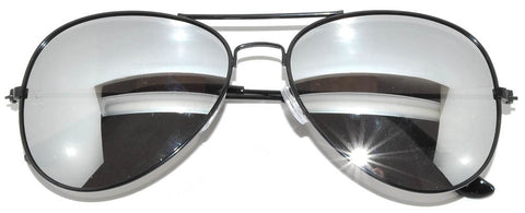 Aviator Sunglasses - Black Frame / Mirror Lens