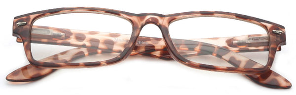 Retro Narrow Rectangular Glasses - Leopard Brown Frame / Clear Lens